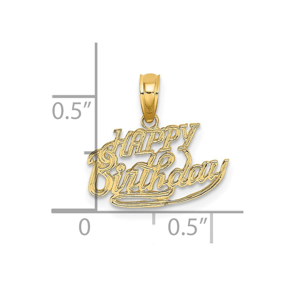 14K Yellow Gold Solid Talking Happy Birthday Charm