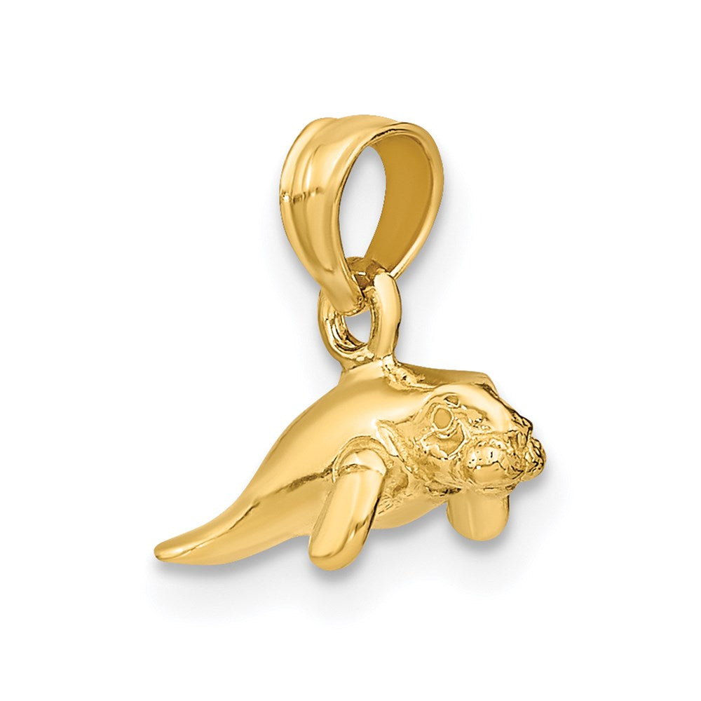 14K Yellow Gold 3-D Polished Mini Manatee Charm