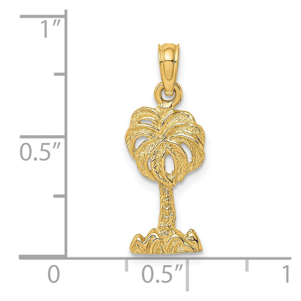 14K Yellow Gold 2-D Palm Tree Charm