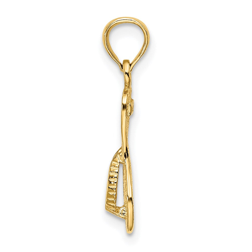 14K Yellow Gold Textured Straps Single Flip-Flop Charm