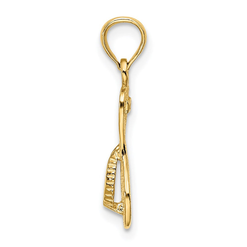 14K Yellow Gold Textured Straps Single Flip-Flop Charm