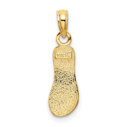 14K Yellow Gold Textured Straps Single Flip-Flop Charm