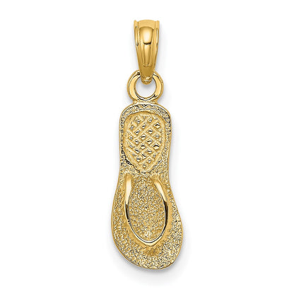 14K Yellow Gold Textured Straps Single Flip-Flop Charm