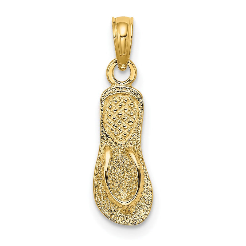 14K Yellow Gold Textured Straps Single Flip-Flop Charm