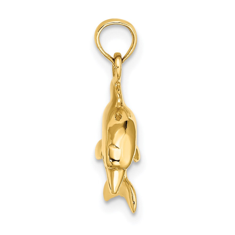 14K Yellow Gold 3-D Dolphin Jumping Charm