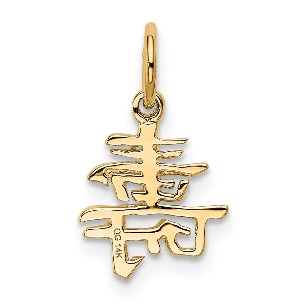 14K Yellow Gold Solid Polished Chinese Long Life Charm
