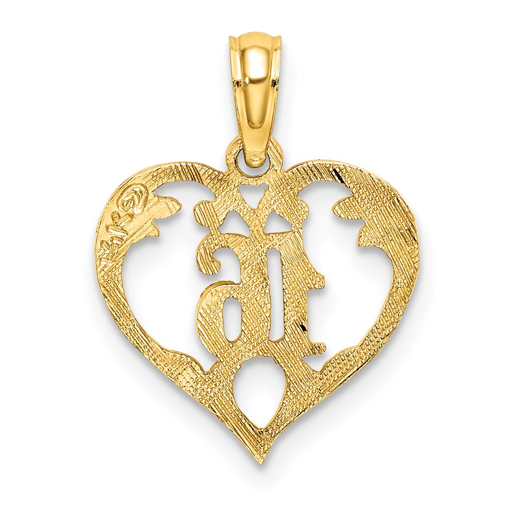 14K Yellow Gold 16 Inside Heart Charm