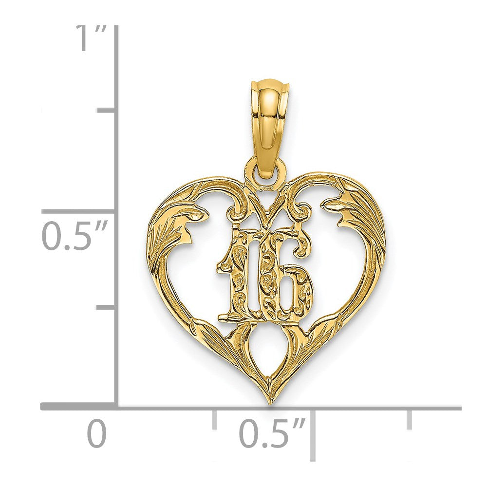14K Yellow Gold 16 Inside Heart Charm