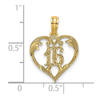 14K Yellow Gold 16 Inside Heart Charm
