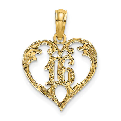 14K Yellow Gold 16 Inside Heart Charm
