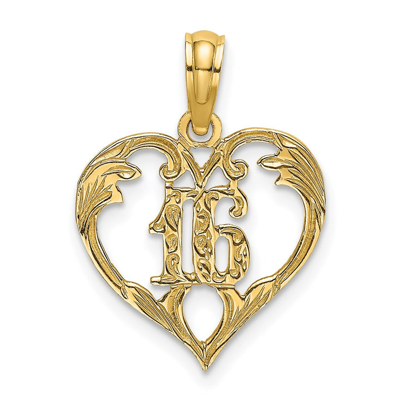 14K Yellow Gold 16 Inside Heart Charm