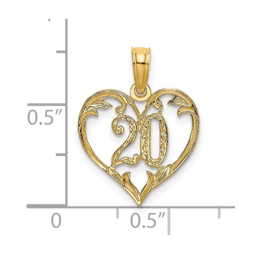 14K Yellow Gold 20 In Heart Charm