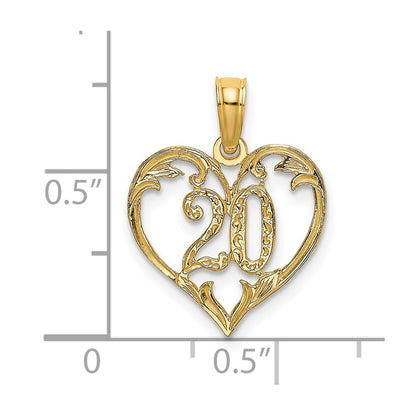 14K Yellow Gold 20 In Heart Charm