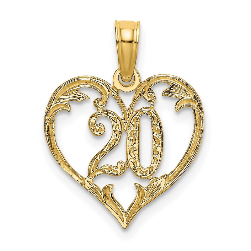 14K Yellow Gold 20 In Heart Charm