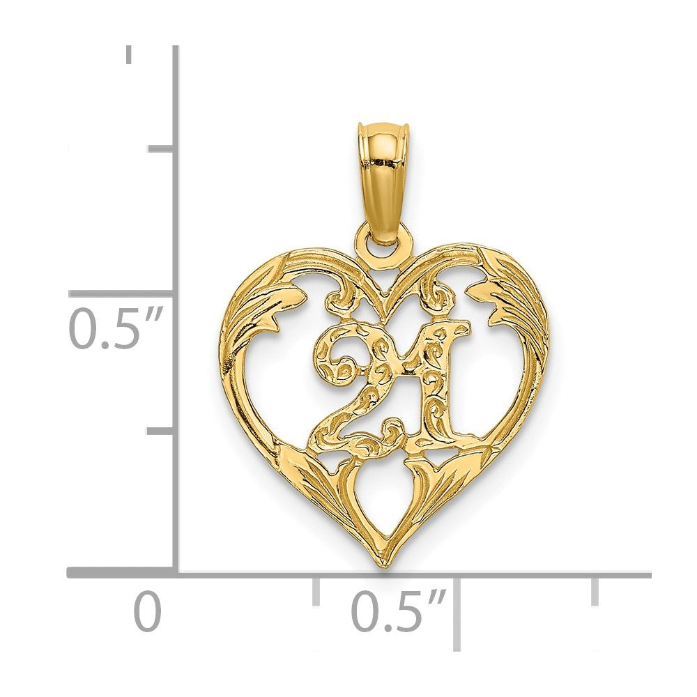 14K Yellow Gold 21 In Heart Charm