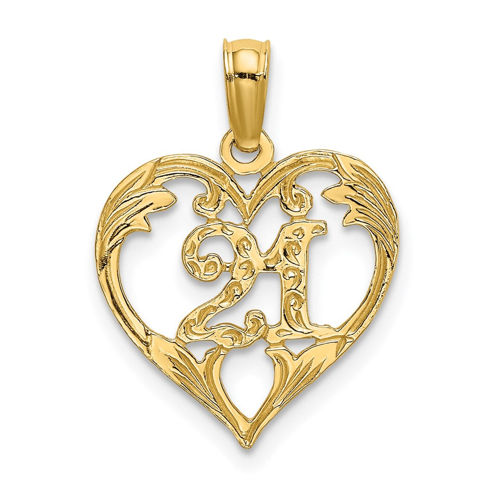 14K Yellow Gold 21 In Heart Charm