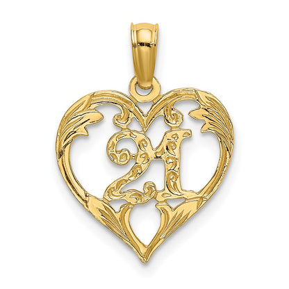 14K Yellow Gold 21 In Heart Charm