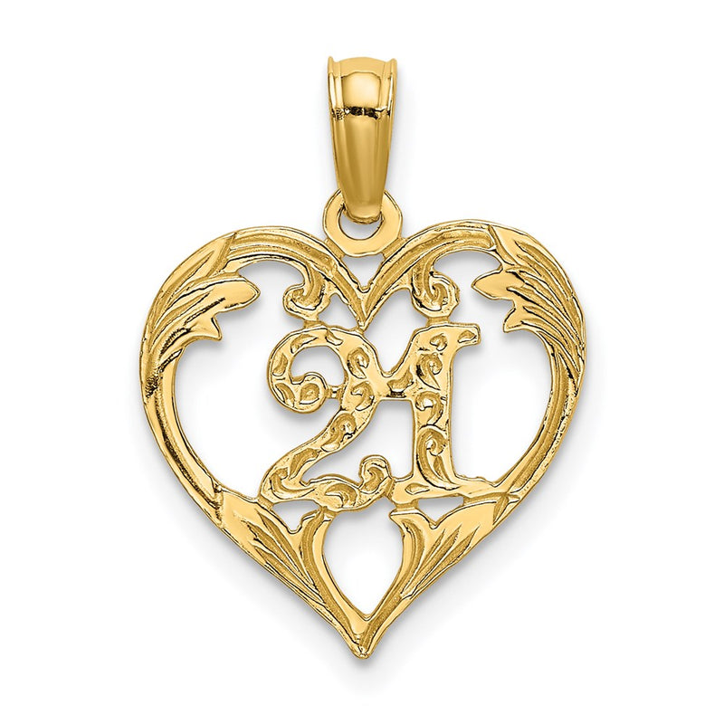 14K Yellow Gold 21 In Heart Charm
