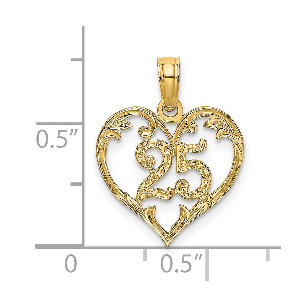 14K Yellow Gold 25 In Heart Charm