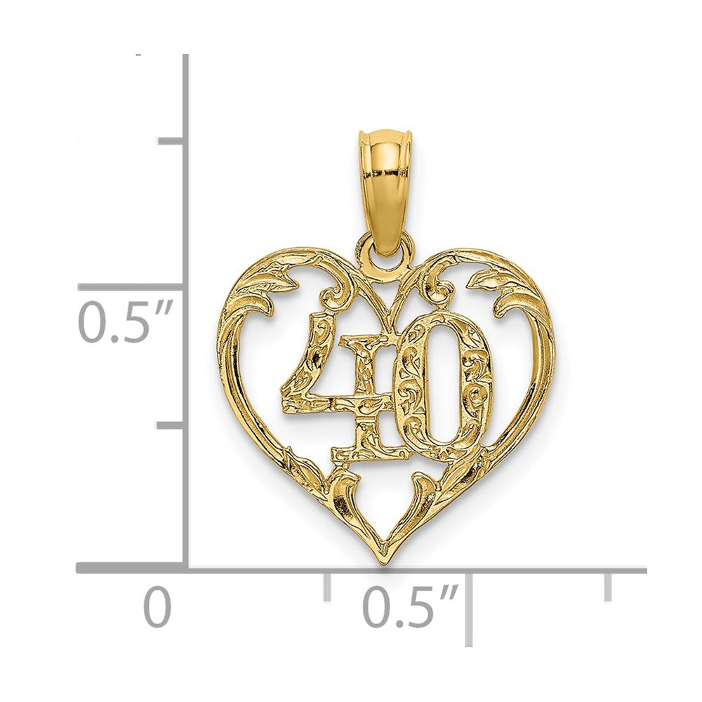 14K Yellow Gold 40 In Heart Charm