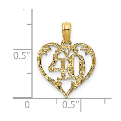 14K Yellow Gold 40 In Heart Charm