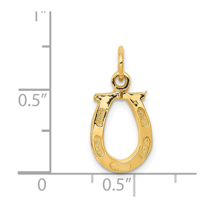 14K Yellow Gold Solid Polished Horseshoe Charm