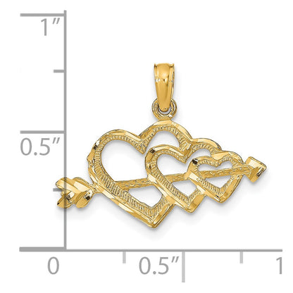 14K Yellow Gold Polished Hearts And Arrow Pendant