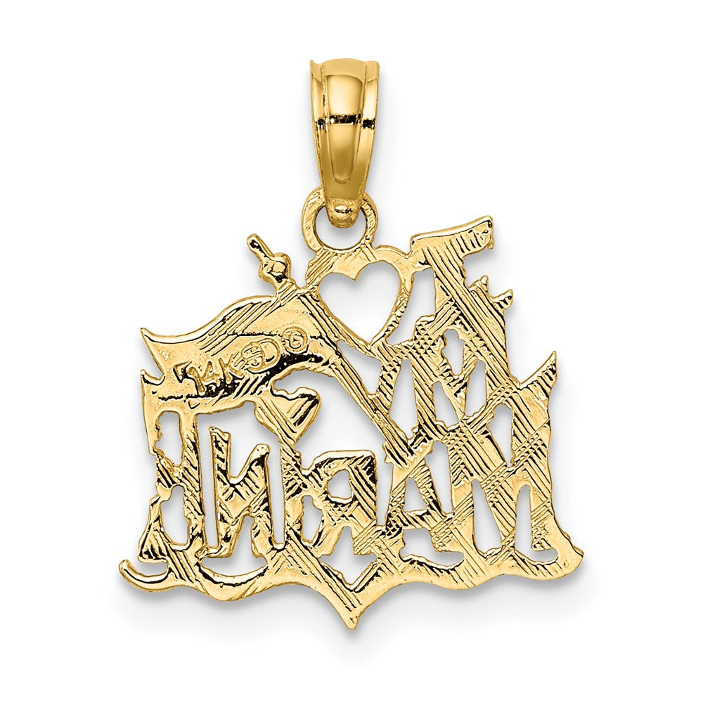 14K Yellow Gold I Love My Marine Pendant