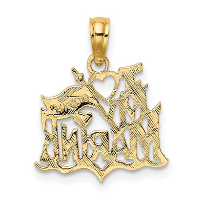 14K Yellow Gold I Love My Marine Pendant