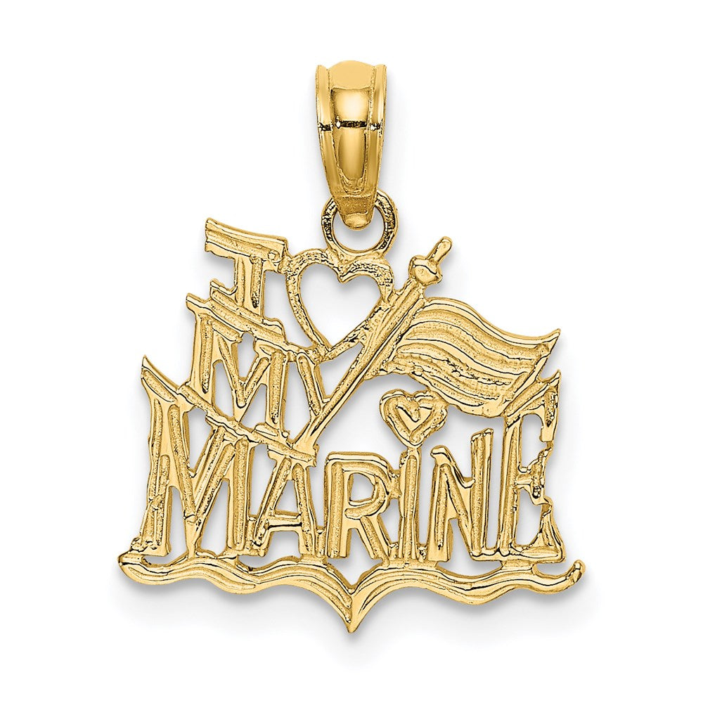 14K Yellow Gold I Love My Marine Pendant
