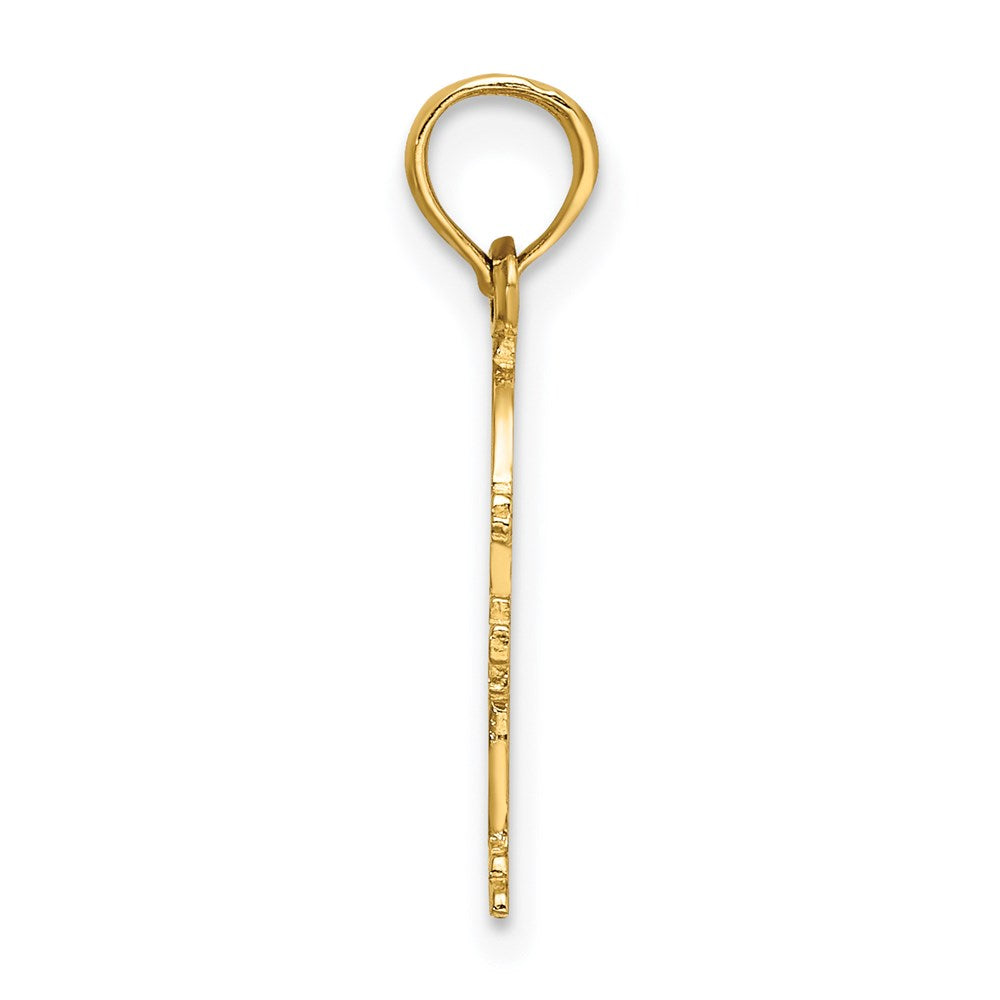 14K Yellow Gold Polished Engraved Fire Hydrant Charm