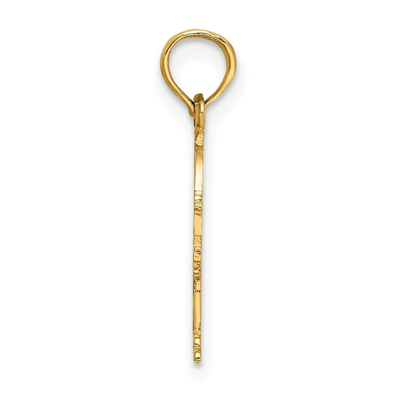14K Yellow Gold Polished Engraved Fire Hydrant Charm