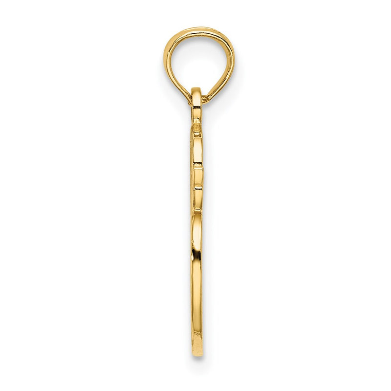 14K Yellow Gold Engraved Textured Painters Pallet Charm