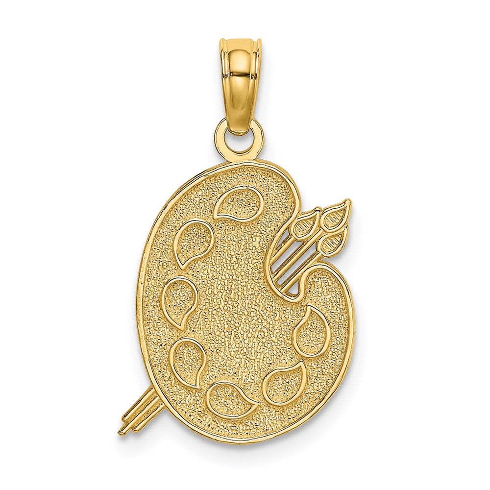 14K Yellow Gold Engraved Textured Painters Pallet Charm