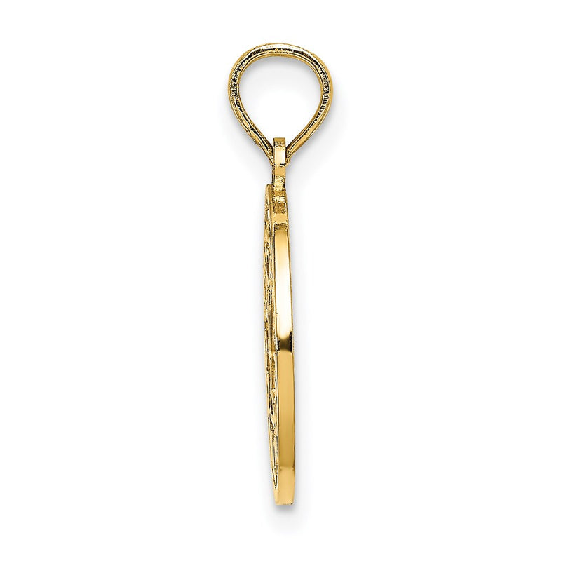 14K Yellow Gold Textured Communion Cup On Round Disc Charm