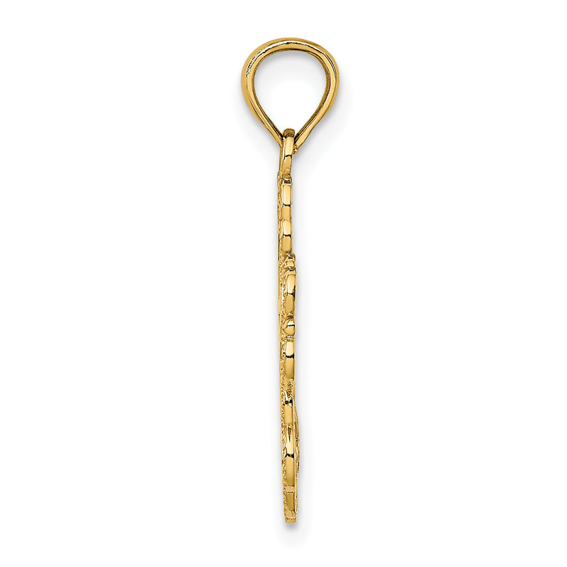 14K Yellow Gold Beaded Lace Trim Cross Charm
