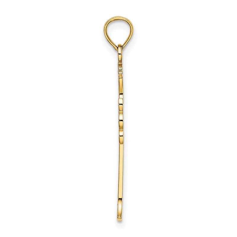 14K Yellow Gold Double Sided Engraved Cross Charm