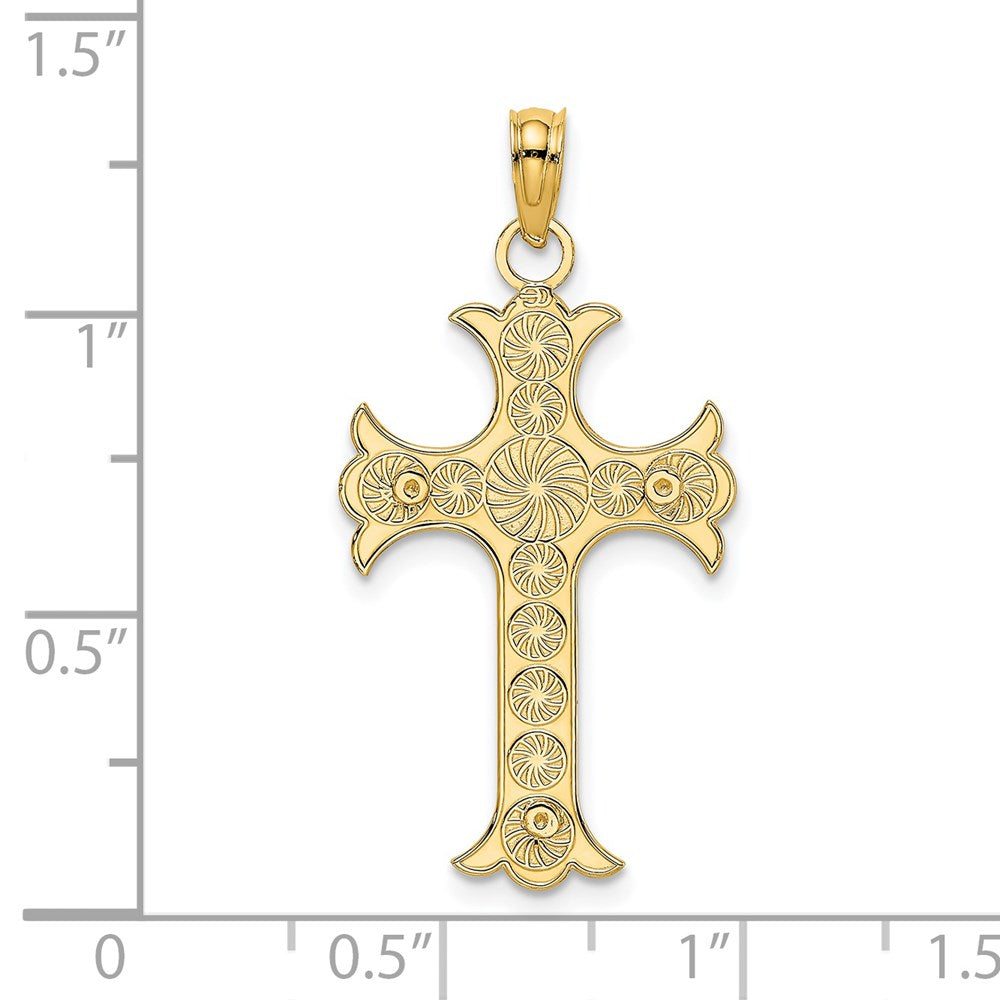 14K Yellow Gold Double Sided Engraved Cross Charm