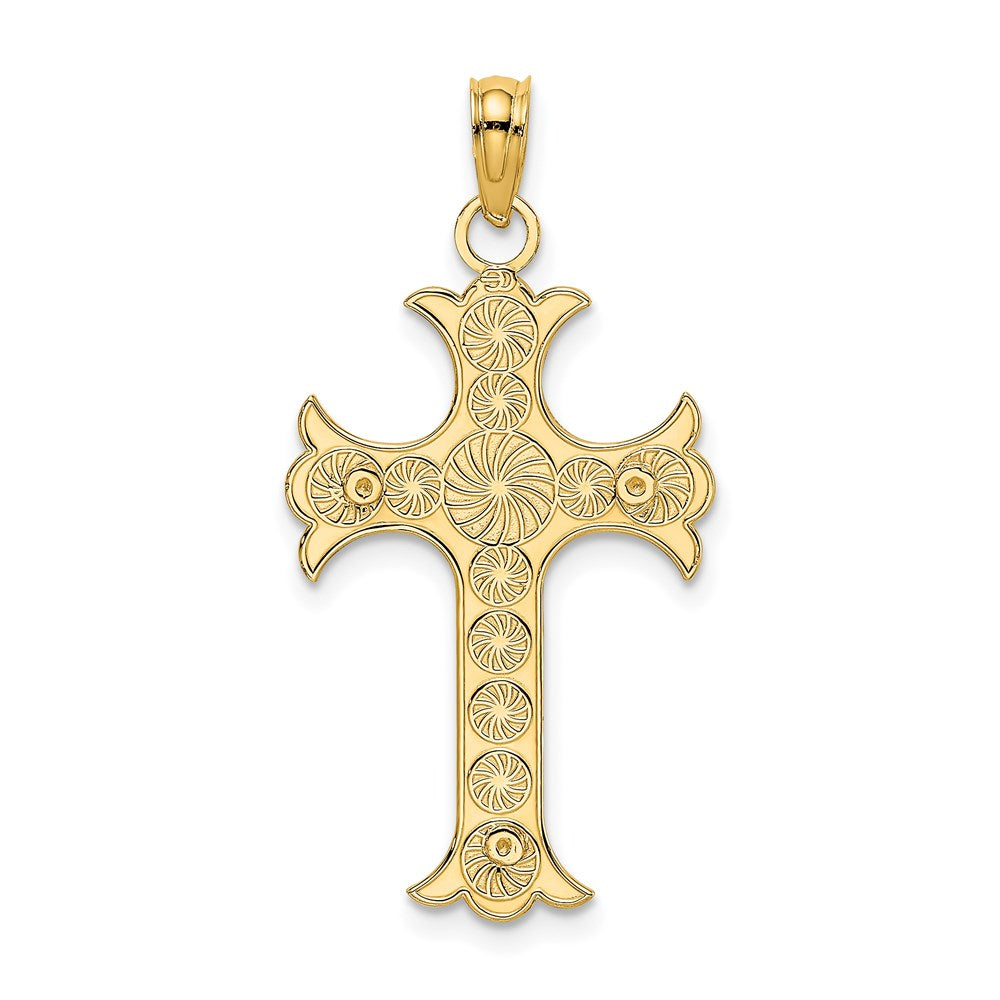 14K Yellow Gold Double Sided Engraved Cross Charm