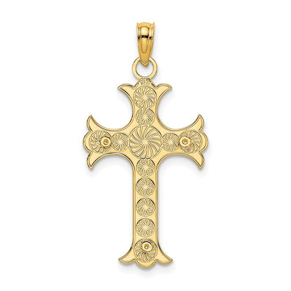 14K Yellow Gold Double Sided Engraved Cross Charm