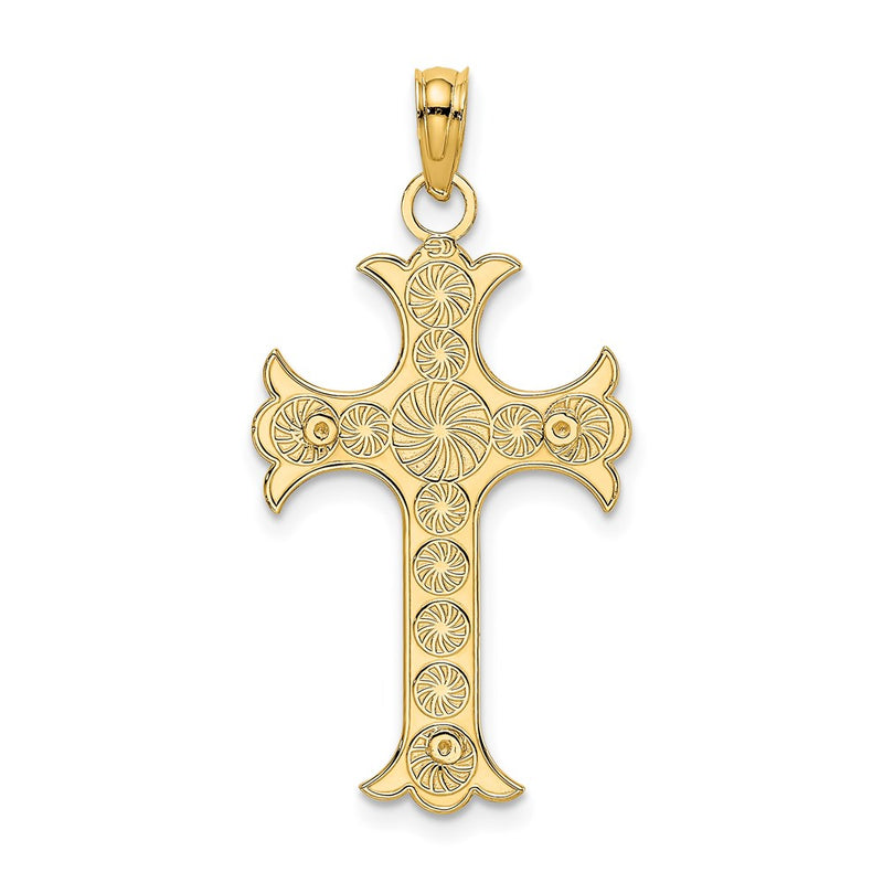 14K Yellow Gold Double Sided Engraved Cross Charm