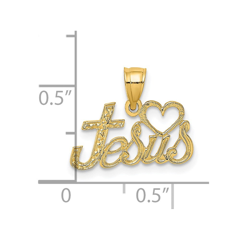 14K Yellow Gold Love Jesus Script Charm