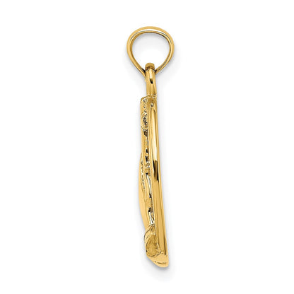 14K Yellow Gold Praying Hands And Cross In Oval Charm