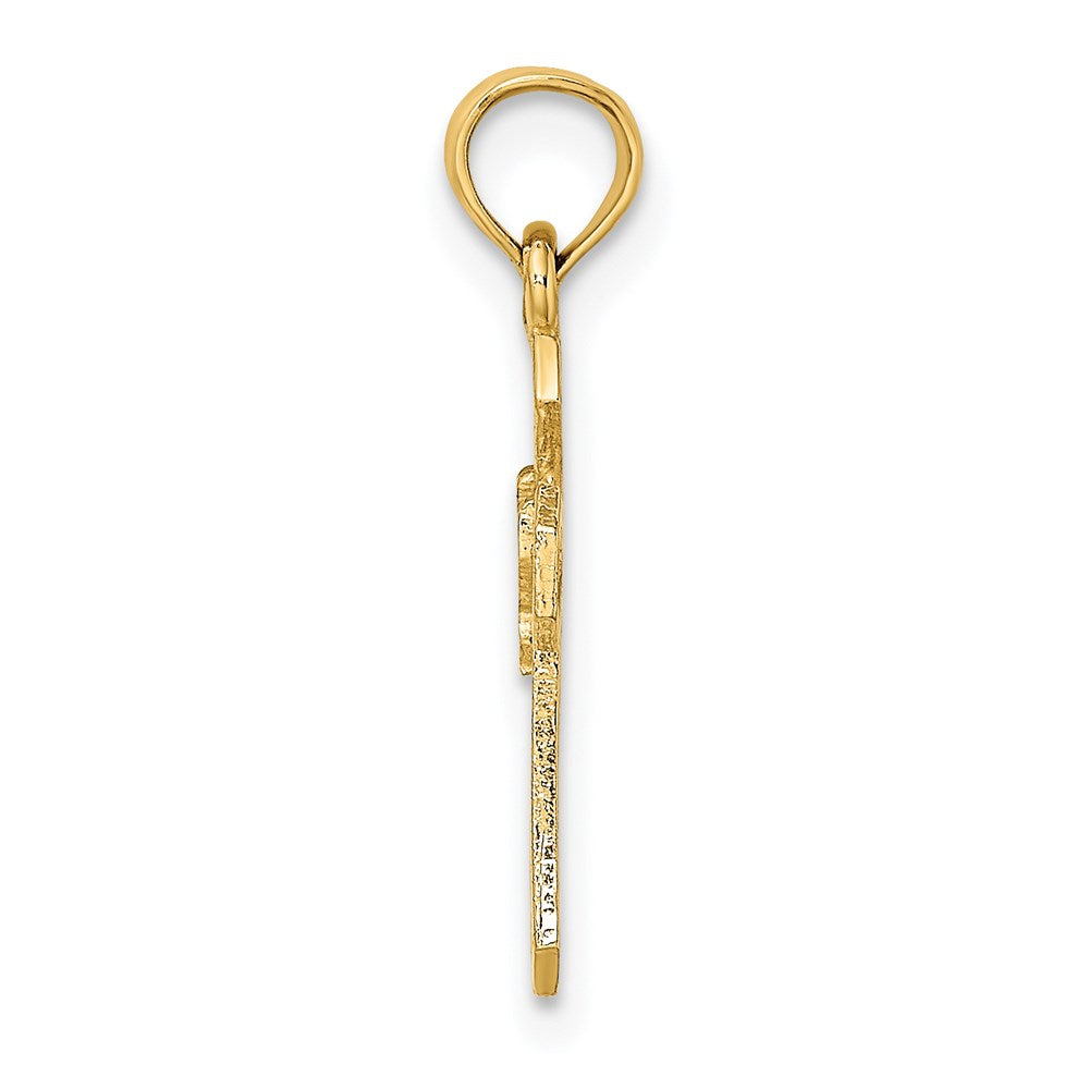 14K Yellow Gold Cut-Out Cross W/ Dove Charm