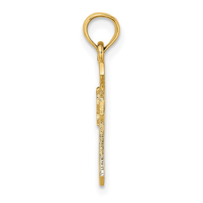 14K Yellow Gold Cut-Out Cross W/ Dove Charm