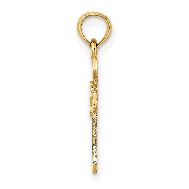 14K Yellow Gold Cut-Out Cross W/ Dove Charm