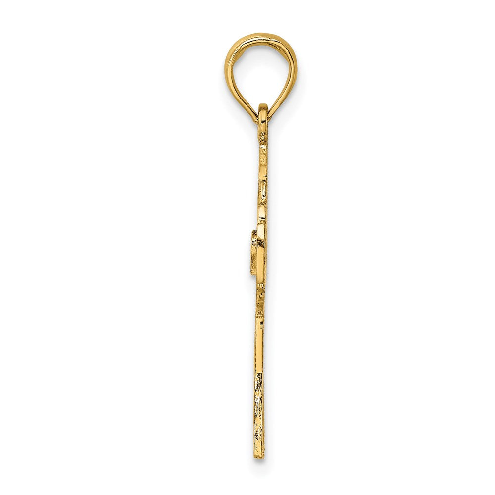 14K Yellow Gold Claddagh Cross Charm
