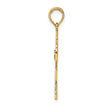 14K Yellow Gold Claddagh Cross Charm