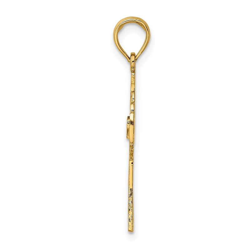 14K Yellow Gold Claddagh Cross Charm