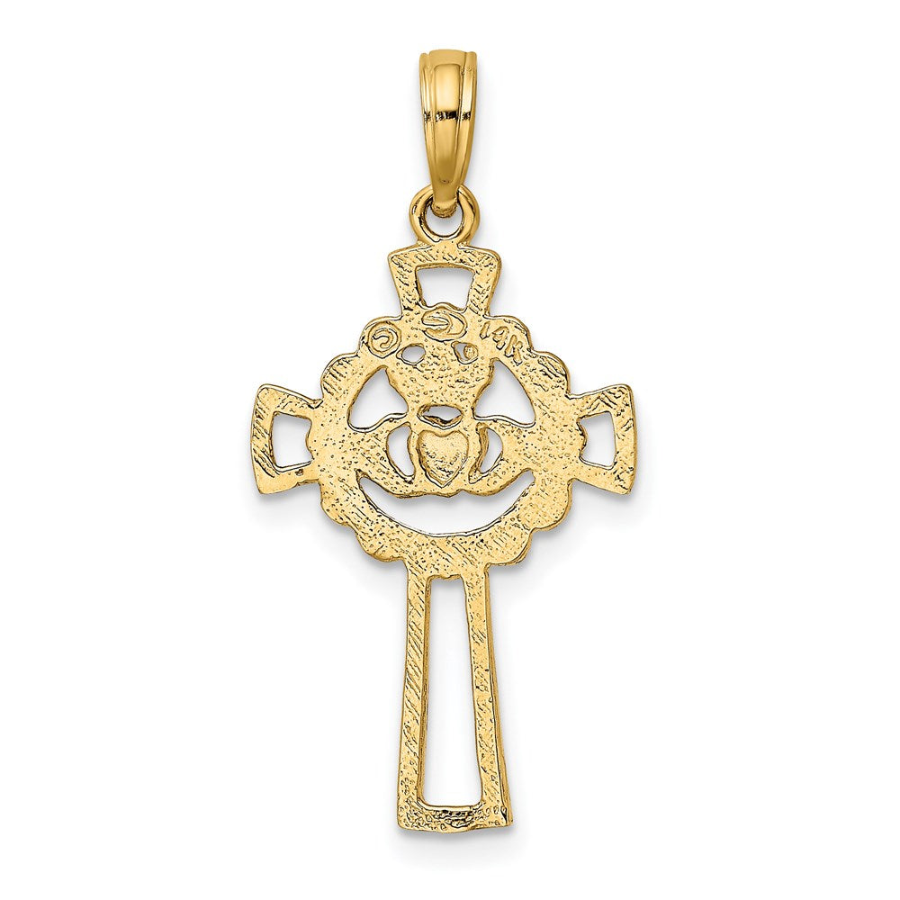 14K Yellow Gold Claddagh Cross Charm